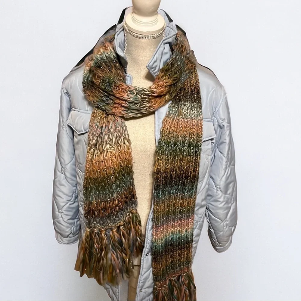 Knit scarf. Pink and blue. 84”